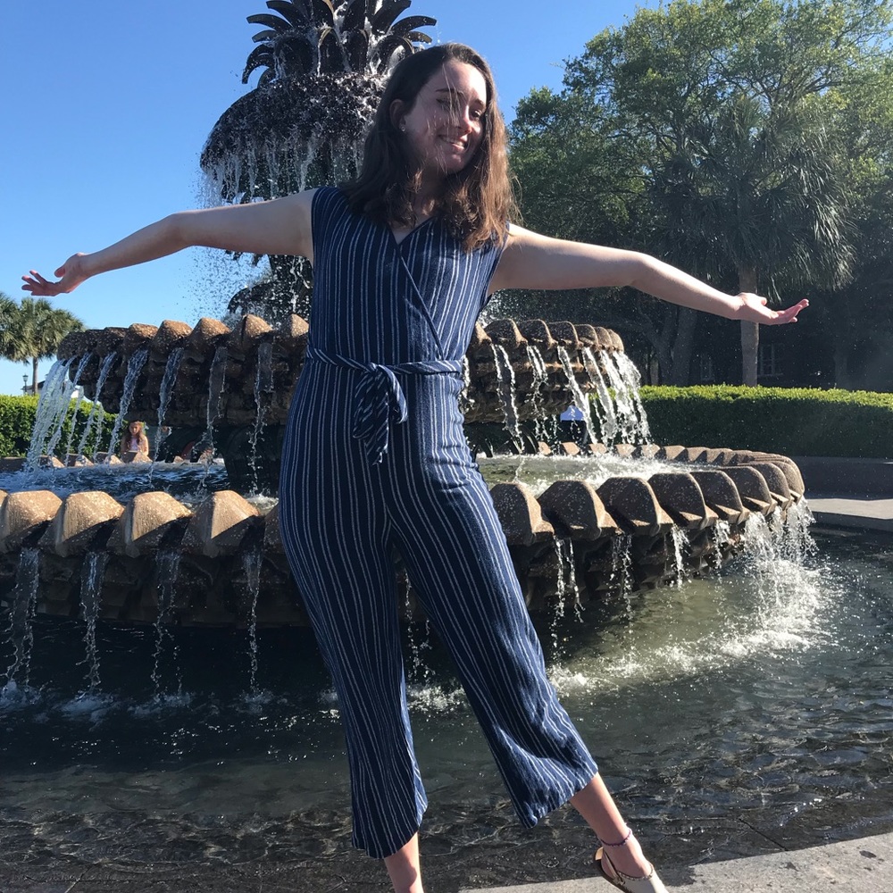 Blue Striped Jumpsuit/ Playsuit